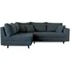 Image de Rune - canapé d'angle gauche - 4 places - avec pouf d'appoint - en velours côtelé - lisa design - bleu nuit RUNE