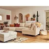 Image de Rune - canapé panoramique dangle droit - 7 places - avec pouf dappoint - en velours côtelé - Beige