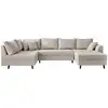 Image de Rune - canapé panoramique d'angle gauche - 7 places - avec pouf d'appoint - en velours côtelé - lisa design - gris clair RUNE