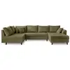 Image de Rune - canapé panoramique d'angle gauche - 7 places - avec pouf d'appoint - en velours côtelé - lisa design - vert RUNE