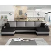 Image de Valos - Canapé Panoramique En U - 7 Places - Convertible Avec Coffre - En Velours - Noir / Gris