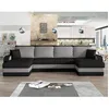 Image de Valos - canapé panoramique en U - 7 places - convertible avec coffre - en velours - Noir / Gris