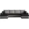 Image de Valos - canapé panoramique en u - 7 places - convertible avec coffre - en velours - best mobilier - noir et gris VALOS