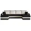 Image de Valos - canapé panoramique en u - 7 places - convertible avec coffre - en velours - best mobilier - noir et blanc VALOS