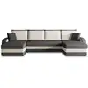 Image de Valos - canapé panoramique en u - 7 places - convertible avec coffre - en velours - best mobilier - gris et blanc VALOS