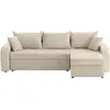 Image de Valos - canapé d'angle réversible - 4 places - convertible avec coffres - en velours côtelé - best mobilier - beige VALOS