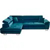Image de Dimas - canapé d'angle gauche 5 places - convertible avec coffre et têtières réglables - en velours - best mobilier - bleu DIMAS
