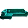 Image de Dimas - canapé d'angle gauche 5 places - convertible avec coffre et têtières réglables - en velours - best mobilier - vert DIMAS