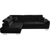 Image de Dimas - canapé d'angle gauche 5 places - convertible avec coffre et têtières réglables - en velours - best mobilier - noir DIMAS