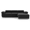 Image de Pablo - canapé d'angle droit - 6 places - convertible avec coffre et têtières réglables - en velours - best mobilier - noir PABLO