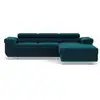 Image de Pablo - canapé d'angle droit - 6 places - convertible avec coffre et têtières réglables - en velours - best mobilier - bleu canard PABLO