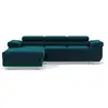 Image de Pablo - canapé d'angle gauche - 6 places - convertible avec coffre et têtières réglables - en velours - best mobilier - bleu canard PABLO