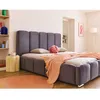 Image de Torreon - lit coffre - 140x200 - sommier inclus - en velours - Gris foncé