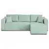 Image de Topaze - canapé d'angle réversible - 4 places - convertible avec coffre - en velours texturé - best mobilier - bleu TOPAZE