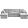 Image de Cyrus - canapé panoramique en u - 7 places - convertible avec coffre - en velours côtelé - best mobilier - gris clair CYRUS