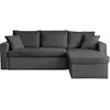 Image de Cyrus - canapé d'angle réversible 4 places - convertible avec coffre - en velours côtelé - best mobilier - gris foncé CYRUS