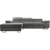 Image de Pablo - canapé d'angle gauche - 6 places - convertible avec coffre et têtières réglables - en velours côtelé - best mobilier - gris PABLO
