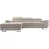 Image de Pablo - canapé d'angle gauche - 6 places - convertible avec coffre et têtières réglables - en velours côtelé - best mobilier - beige PABLO