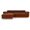 Image de Pablo - canapé d'angle gauche - 6 places - convertible avec coffre et têtières réglables - en velours côtelé - best mobilier - terracotta PABLO