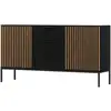 Image de Savanna - buffet bas - effet bois et noir - 3 tiroirs et 2 portes - 150 cm - best mobilier - noir et bois SAVANNA