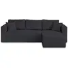 Image de Topaze - canapé d'angle réversible - 4 places - convertible avec coffre - en velours texturé - best mobilier - noir TOPAZE