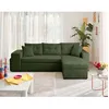 Image de California - canapé dangle réversible 4 places - convertible avec coffre étagère et poufs - en velours texturé - Vert