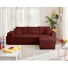Image de California - Canapé D'angle Réversible 4 Places - Convertible Avec Coffre, Étagère Et Poufs - En Velours Texturé - Prune