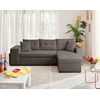 Image de California - Canapé D'angle Réversible 4 Places - Convertible Avec Coffre, Étagère Et Poufs - En Velours Texturé - Gris