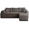 Image de California - canapé d'angle réversible 4 places - convertible avec coffre, étagère et poufs - en velours texturé - best mobilier - gris CALIFORNIA