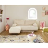 Image de Cristal - Canapé 3 Places - Convertible Avec Coffre Et Pouf - En Fausse Fourrure Côtelée - Beige