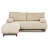 Image de Cristal - canapé 3 places - convertible avec coffre et pouf - en fausse fourrure côtelée - best mobilier - beige CRISTAL