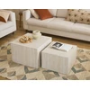Image de Pueblo - Lot De 2 Tables Basses - Effet Travertin - 58 Et 50 Cm - Beige