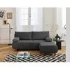 Image de Cristal - canapé 3 places - convertible avec coffre et pouf - en velours côtelé - Gris foncé