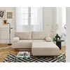 Image de Cristal - Canapé 3 Places - Convertible Avec Coffre Et Grand Pouf - En Velours Côtelé - Beige