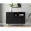 Image de Monica - buffet - noir - 2 tiroirs 1 porte et 1 niche - 107 cm - Noir