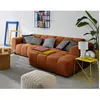Image de Ray - canapé dangle droit - 4 places - en tissu texturé - Rouille