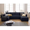 Image de Regala - Canapé Panoramique - 7 Places - Convertible Avec Coffre - En Tissu - Bleu