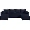 Image de Regala - canapé panoramique - 7 places - convertible avec coffre - en tissu - best mobilier - bleu REGALA
