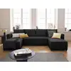 Image de Regala - Canapé Panoramique - 7 Places - Convertible Avec Coffre - En Tissu - Noir