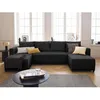 Image de Regala - canapé panoramique - 7 places - convertible avec coffre - en tissu - Noir