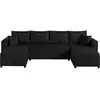 Image de Regala - canapé panoramique - 7 places - convertible avec coffre - en tissu - best mobilier - noir REGALA