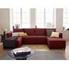 Image de Regala - Canapé Panoramique - 7 Places - Convertible Avec Coffre - En Tissu - Rouge