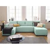 Image de Regala - canapé panoramique - 7 places - convertible avec coffre - en tissu - Bleu ciel