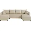 Image de Regala - canapé panoramique - 7 places - convertible avec coffre - en tissu - best mobilier - beige REGALA