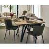 Image de Belize - Table À Manger Carrée Extensible - Effet Bois Et Métal - 4 À 8 Personnes - Noir / Bois
