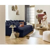 Image de Collins - Canapé Droit 4 Places Avec Double Méridienne - Assise Profonde - Velours Côtelé Grosses Côtes - Bleu
