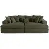 Image de Collins - canapé droit 4 places avec double méridienne - assise profonde - velours côtelé grosses côtes - lisa design - vert COLLINS