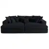 Image de Collins - canapé droit 4 places avec double méridienne - assise profonde - velours côtelé grosses côtes - lisa design - noir COLLINS