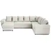 Image de Henry - canapé panoramique convertible - avec coffre - en velours côtelé - 7 places - best mobilier - beige HENRY