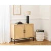 Image de Nagato - Buffet Bas - Cannage Et Effet Bois - 2 Portes - 100 Cm - Bois / Noir